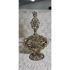Vintage Ormolu Gold Filigree Perfume Bottle